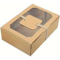 5/10pcs, New Large Kraft Paper Box, Cookie Candy Cake Gift Box, PVC Transparent Window Birthday Christmas Gift, Party Supplies
