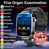 Nowy Smartwatch EKG dla Kobiet i Mężczyzn, Diagnostyka Zdrowotna, Monitorowanie Organów, Analiza Ciała, Ciśnienie Krwi, Natlenienie Krwi, Tłuszcz Krwi, Kwas Moczowy, Monitor Temperatury, Połączenia