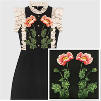 2Pc/Set Rose Embroidered Iron On Patch Flower For Clothes Badge Sewing Fabric Applique Supplies Scrapbooking RP48