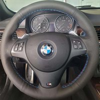 Full Black Leather Car Steering Wheel Braid Soft Leather Cover For BMW E81 E90 Pack M Sport M3 E91 E92 E93 E87 E82 E88 X1 E84
