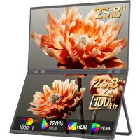 UPERFECT 23,8-Zoll 100 Hz Dual-Monitor (tragbar), 120 % sRGB, 1080p HDR, 360° faltbar, vertikal stapelbar, Triple-Bildschirm-Erweiterung (USB-C/HDMI) für Laptop, PC, Mac, Smartphone, PS5, Xbox und