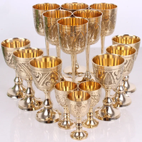 Pakistan Pure Brass Wine Glass Pure Brass Wine Glass Classical Wine Cup Handmade Goblet Home Bar Party Copper Wine Glass Mug