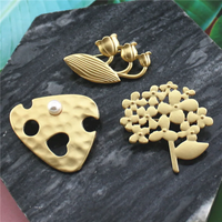 New Fashion Vintage Trumpet Flower Tree Geometric Irregular Hollow Pearl Metal Pin Brooches Badge For Women Party Jewelry