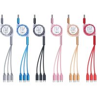3 in 1 Retractable Data USB Cable for iPhone Charger Fast Wire Charging Cable For Android Phone Type C Xiaomi Huawei Samsung