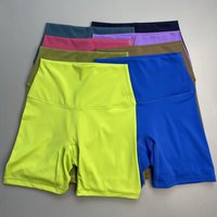 AliExpress NONE Solid Color Women Fitness Sports Short High Waist Yoga Short Leg Cycling Comprehensive Training Jog Squat Proof Internal Pocket