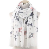 Fashion Cat Footprint Printing Woman Scarf Cotton Scarves Outdoors Relaxation Neckerchief Shawl Keep Warm To Prevent The Wind