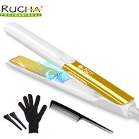 RUCHA Mirror Titanium Plate Hair Flat Iron with Plasma Keratin Treatment for Frizzy Hair Recovers the Damaged Hair Straightener