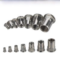 HIFESON 20pcs 304 Stainless Steel Hexagonal Nuts Flat Head Tivet Nuts Insert Nuts M3 M4 M5 M6 M8 M10