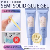 PERFECT COLOR CP Nail Glue Gel Solid, No Lamp Press On Nail Adhesive, Strong Bond Anti Lift for Nail Tips DIY Extension