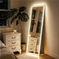 160x50cm Rectangular LED Full Length Mirror, Smart Touch 3 Color Floor/Wall Mounted Mirror