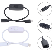 USB Type C With ON/OFF Switch Power Button 30CM Charging Extension Cable Universal Type-C