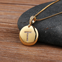 Nidin New Hot Sale Top Quality For Women Girls Initial Pendant Necklace 26 Letters Charm Zircon Necklaces Copper Jewelry Gift