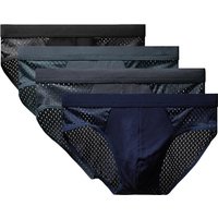 Men Underwear Male Thin Breathable Triangle Panties for Men's Ice Silk Briefs Mesh Sexy Square Corner Pants for men's Shorts