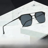 AliExpress juncture Fashion Men's Metal Sunglasses Women Popular Square Frame Eyeglasses Travel Outdoor Vacation Anti-UV Fishing and Cycling Glasses