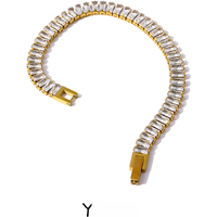 Yhpup Delicate Bling Cubic Zirconia Bracelet Statement Stainless Steel Metal Chain Fashion Jewelry браслеты женские Gift