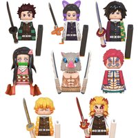 Anime Demon Slayer Minifigs Cartoon Building Blocks Tanjiro Nezuko Zenitsu Inosuke Kanao Sanemi Bricks Figures Dolls Toys