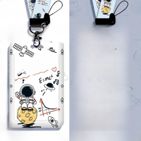 Cartoon Astronaut Card Holder Business Card Holder Cute Credit Card Holders with Lanyard ID Holders Badge Bus Card Cover Case