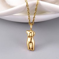 Fashion Chic Creative Abstract Female Body Pendant Necklace for Women Gold Color Stainless Steel Necklaces Trendy 2023