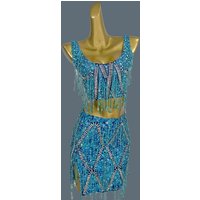 Women Rhinestones Tassel Short Tops Skirts 2Pcs Set Stage Outfits Bar Singer Sexy Club Performance Clothes Birthday Wear Caodi