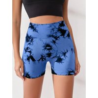 AliExpress Tie Dye Multi Color Sports Shorts, High Waist Butt Lifting Training Shorts, Running Cycling Pants, Women's Activewear
