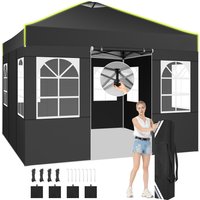 3x3m Folding Pop Up Gazebo Waterproof Party Tent With 4 Side Wall UV Protection Garden Gazebo With Mesh Ventilation Opening