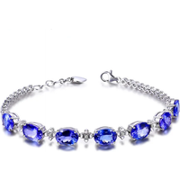 Luxury Silver Bracelets For Woman With Blue Sapphire Gemstone Lady Fine Jewelry Wholesale Party Anniversary Gifts for Her
