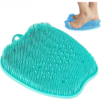 Shower Foot Scrubber Mat Back Washer Exfoliating Bath Wash Pad Wall Mounted Slip Suction Cups Foot Scrubber for Shower Cleaner