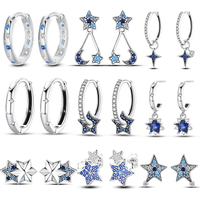 Real 925 Sterling Silver Star Earrings For Women Sparkling Zircon Ear Studs Luxury Fine Engagement Wedding Jewelry Gift For Girl
