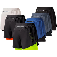 Men's Running Shorts Quick-drying Fitness Black Double Layer Shorts Men New Sport Workout Training Bodybuilding Short Pants