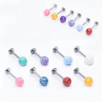 ASTM F136 Titanium Opal Earrings Set For Women Nose Stud Fashion Jewelry Septum Nipple Piercing Nariz Accessories