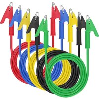 5PCS Alligator Clips Test Leads Dual Ended Crocodile Wire Cable with Insulators Clips Test Flexible Copper Cable for Electrical