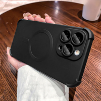 Luxury Magnetic Wireless Charge for Magsafe Case for iPhone 15 14 13 12 Pro Max Shockproof Matte Phone Cover with Lens Protector