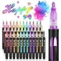 24 Color Double Line Outline Art Pen Marker Pen DIY Graffiti Outline Marker Pen Highlighter Scrapbook Diary Poster Card