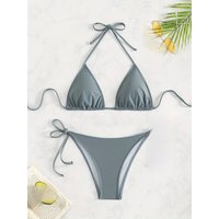 ZTVitality Sexy Solid Swimwear Thong Bikini Set 2025 New Bandage Halter Women's Swimsuit Summer 2 Piece Bathing Suit Biquini