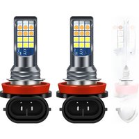 2x NEW Two Colors H11 H8 9006 HB4 HB3 H16 H10 PSX24W PSX26W P13W Car Fog Light Bulb Day Driving Running Light White Yellow Green