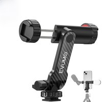 Phone Holder Clamp Tripod Phone Mount Dual Cold Shoe Clip 360°Rotatable 180ºTilt EVUMO PM11 for 1/4 Screw Tripod Camera Monopod