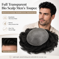 Beeos TJThinSkinV 6 inches 0.04-0.06mm Thin Skin Men Toupee Human Hair System Men Replacement Systems Hair Piece Human Hair