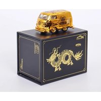 Diecast Alloy 1/64 Scale VW T1 wide-body van station Wagon/Mini Year of the Dragon Limited Edition Car Model Holiday Gifts Toys
