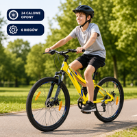 Vankel 24-Zoll Teenager-Mountainbike für Jungen & Mädchen, 6-Gang-Schaltung, Scheibenbremsen, Verstellbarer Sitz, Gelbes MTB-Fahrrad