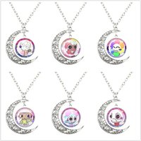 Horror Game Goob Pebble Dandy's World Necklace Cute Funny Meme Kawaii Glass Cabochon Pendant The Moon Necklace Jewelry Gifts