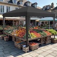 Szybkie Rozkładanie Namiotu Ogrodowego 3x3m, Tkanina Oxford 420D z Powłoką PU, Ochrona Przed Słońcem UPF 50+, Wodoodporny Przenośny Daszek na Piknik, dla Sprzedawców, na Kemping, na Plażę