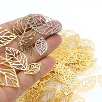 100pc Metal Hollow Leaves 24x14mm Gold Sliver Bronze Pendant Crafts Charm Accessories DIY UV Resin Jewelry Handicraft Making