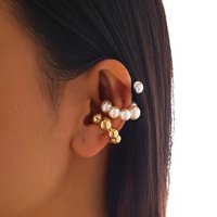 Punk Vintage 3Pcs C-Shaped Ear Clip For Women Simple Pearl Acrylic Small Round No-Pierced Earring Female Party Jewelry