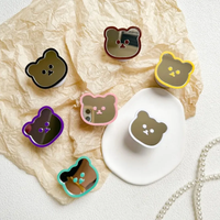 Korean Cute Cartoon Mirror Bear Folding Finger Ring Griptok Phone Holder for IPhone Support Socket Pocket Grip Tok Stand Bracket