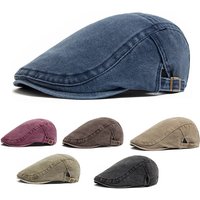 Hot sale Vintage Painter Beret Unisex Fashion Flat Visor Cap Casual Autumn Retro Cotton Solid Newsboy Hat Summer Adjustable