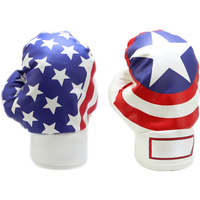 Golf Club Head Cover for Driver and Fairway Woods Boxing Glove USA Stars and Stripes PU Waterproof Leather Plush Lining