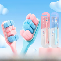 4Packs Cartoon Cat Claw Extra Soft Bristles Toothbrush Couple Adult Soft Hair Toothbrush Family Set