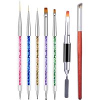 YIKOOLIN 7Pcs Double Head Professional Nail Brush Set Armor Design for UV Gel Nail Art Tools Kit for Salon Quality Manicure