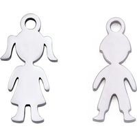 5pcs Tiny Stainless Steel Girl Boy Charms For Jewelry Making Supplies Wholesale Diy Handmade Necklace Bracelet Pendant Accessory