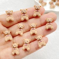 20Pcs Cute Cartoon Little Bear Nail Art Resin Designer Charms DIY Craft For Nail 3D Decorations Jewelry